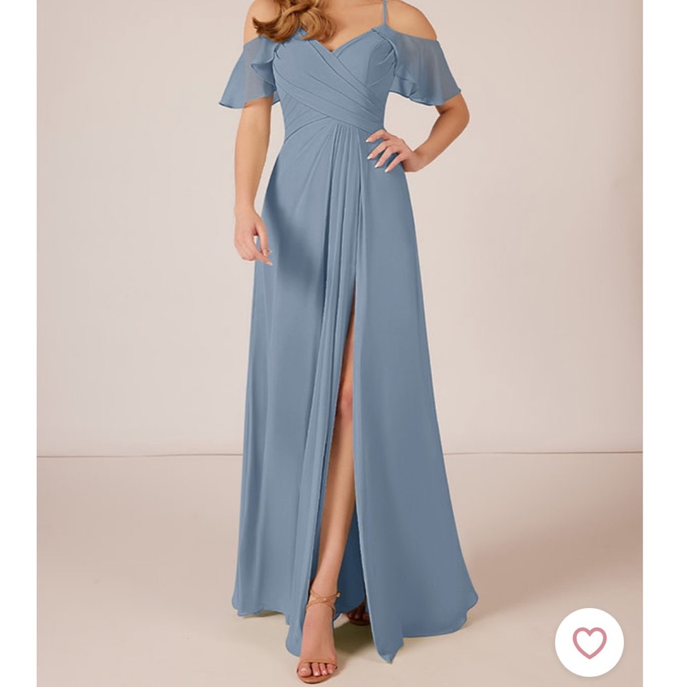 Size 8 AZAZIE DAKOTA bridesmaids dress In color DUSTY BLUE.Worn once(drycleaned)